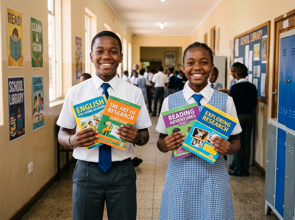 Students with their books